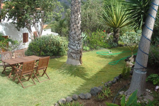 Garden with a cozy sitting area