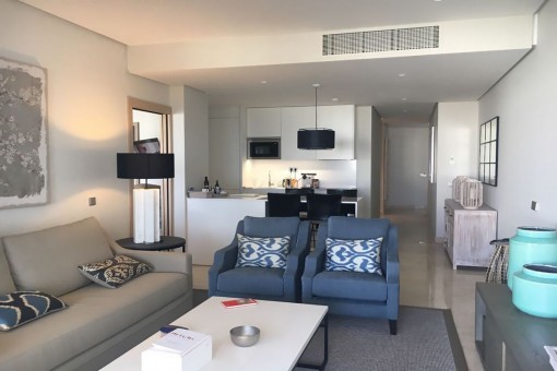 Open living and dining area