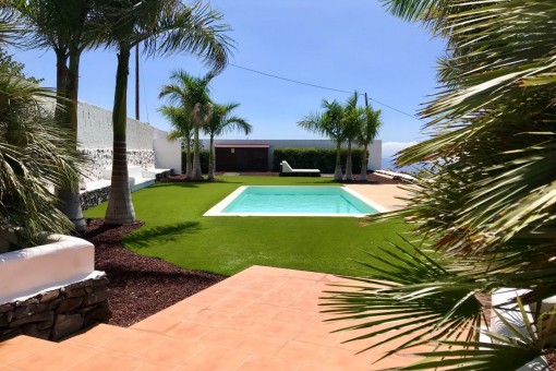 View of the pool and garden