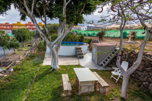 View of the garden and pool