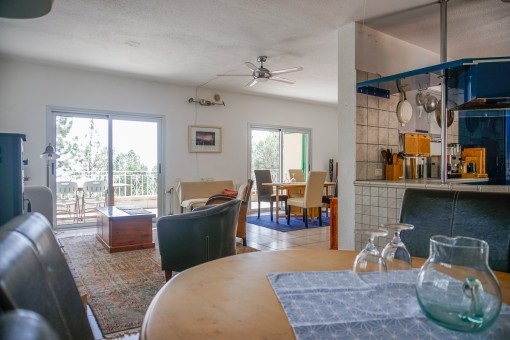 Open living and dining area