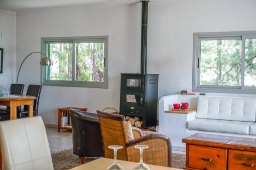 Open living and dining area
