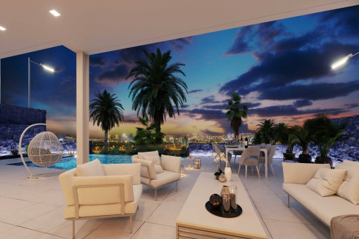 Covered terrace by the pool