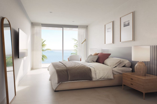 Bedroom with floor-to-ceiling windows