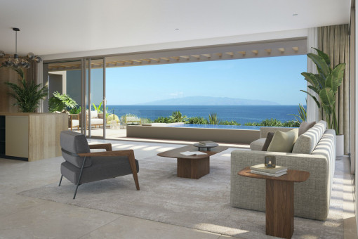 Living area with sea views