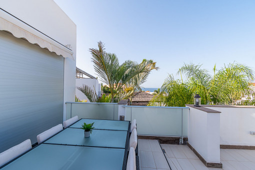 Large rooftop with sea views