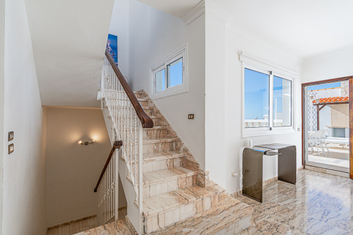 Staircase leads to the different levels from the townhouse