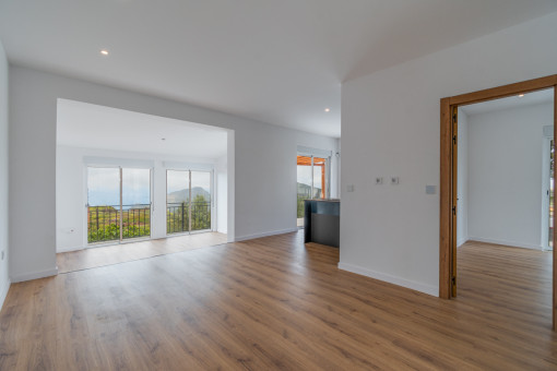 Open living and dining area