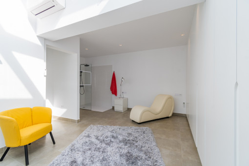 Walk-in wardrobe with bathroom